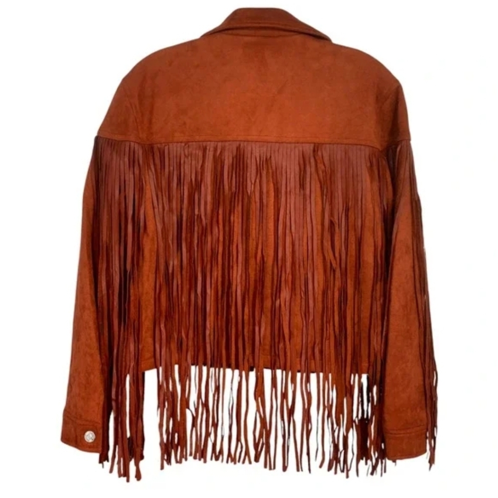 NWT Juicy Couture Rust Fringe Trucker Jacket - M - Picture 4 of 10